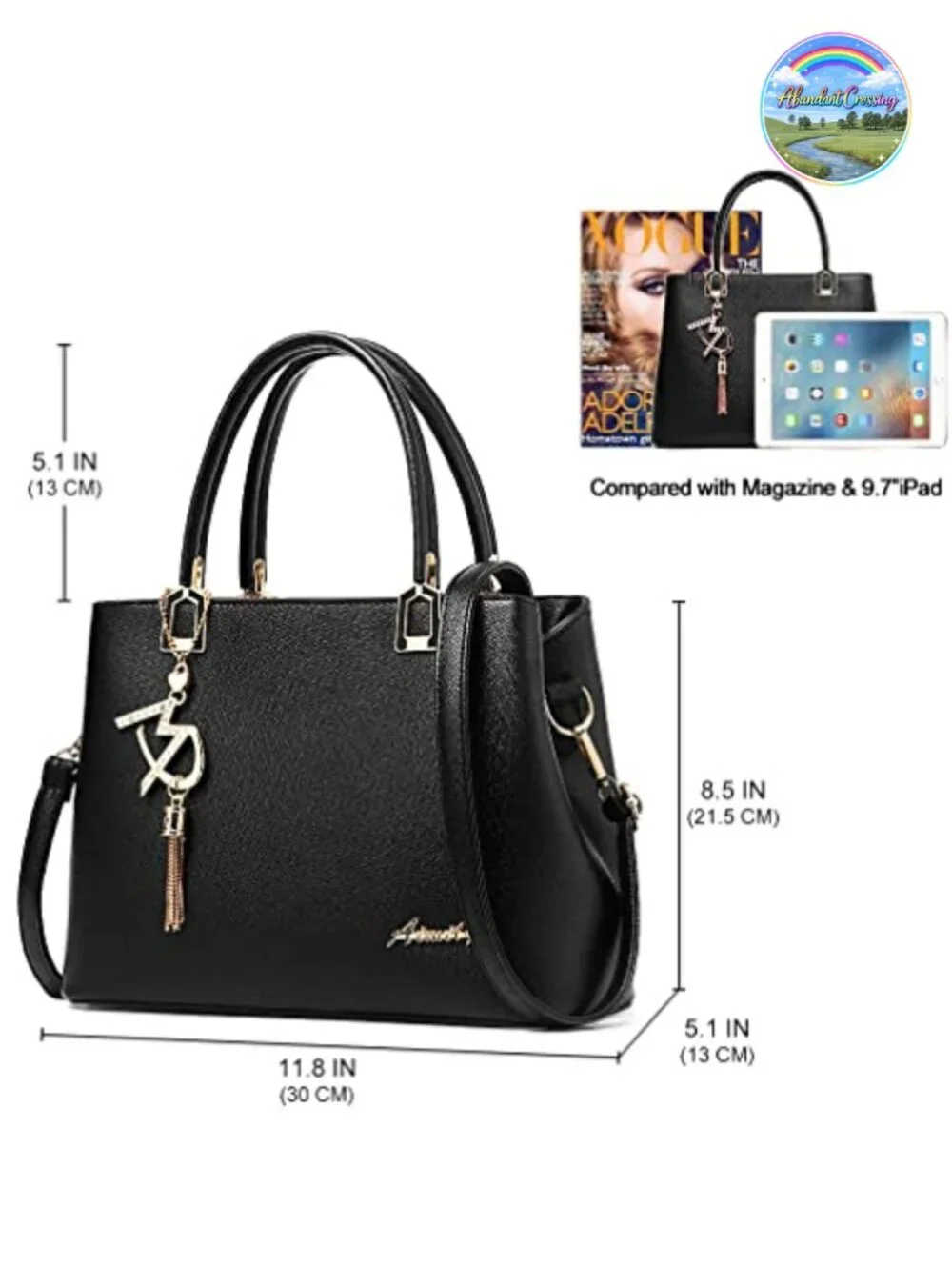 Faux PU Leather Top Handle Satchel Tote Bag with Shoulder Strap